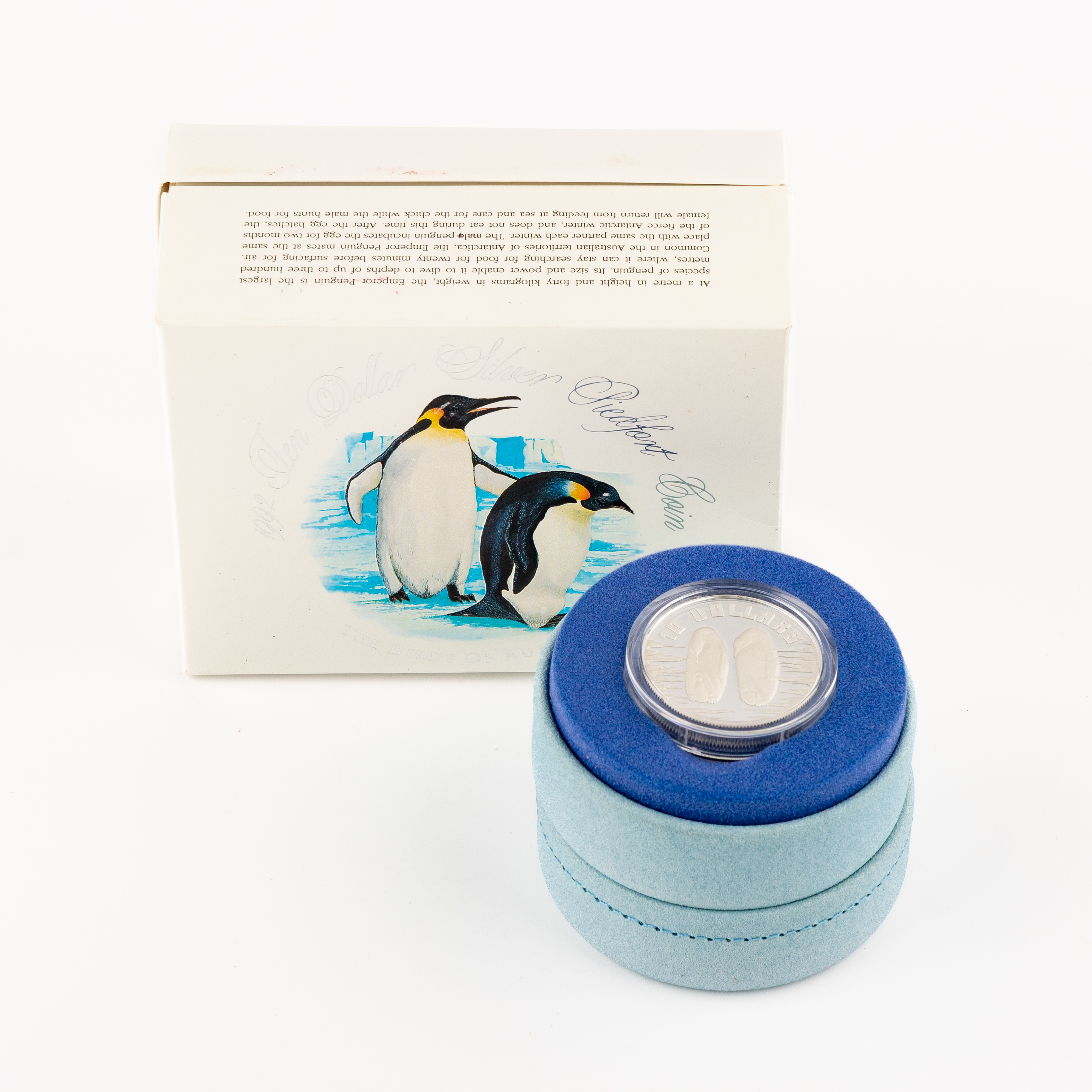 Birds of Australia Piedfort Silver Proof Coin - Emperor Penguin, Ten Dollars, 1992, PCGS