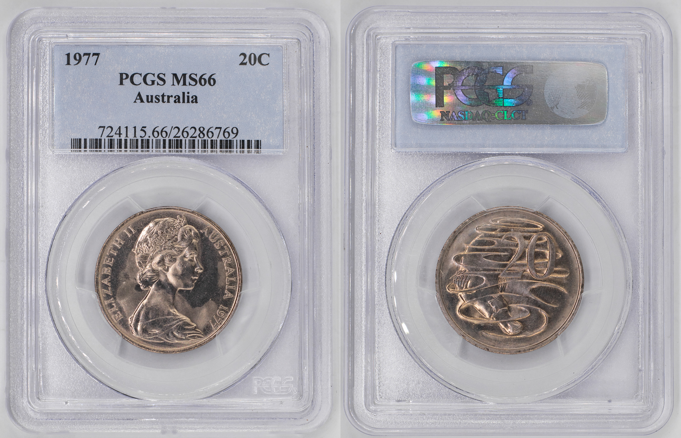 Elizabeth II, Twenty Cent, 1977, PCGS MS66