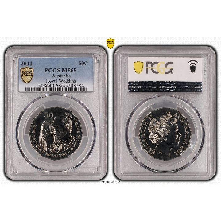 Elizabeth II, Royal Wedding, Fifty Cent, 2011, PCGS MS 68