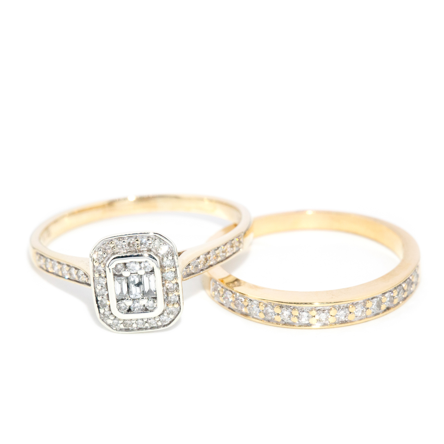Diamond Ring in 9ct Gold, & Diamond Band in 18ct Gold