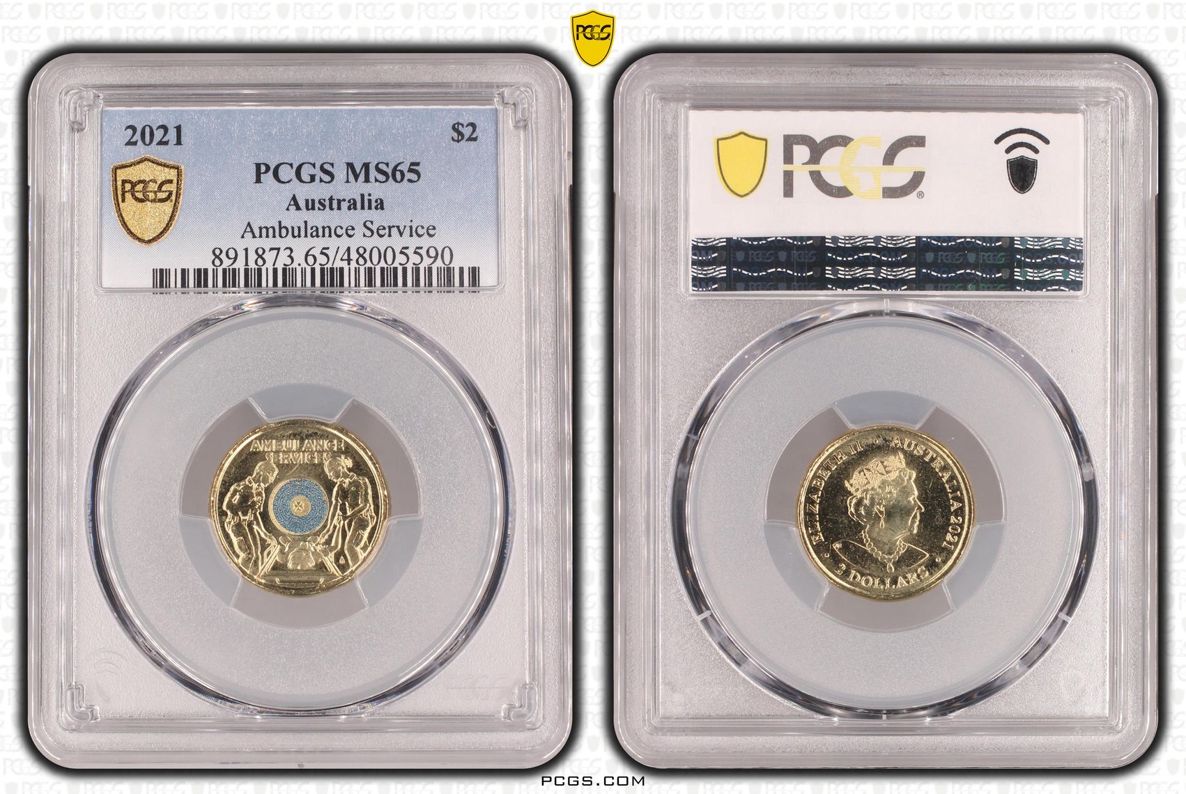 Ambulance Service Colourised, Two Dollar, 2021, PCGS MS65