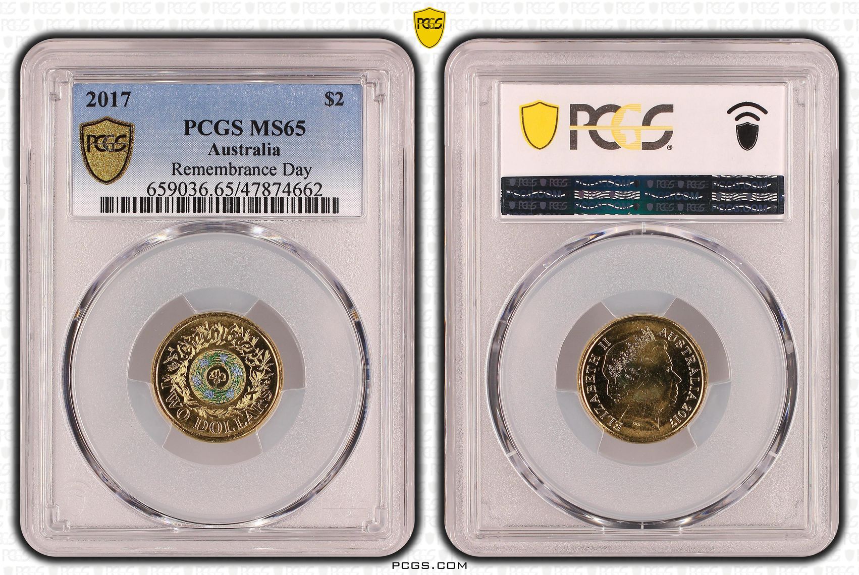 Elizabeth II, Remembrance Day, Two Dollar, 2017, PCGS MS65