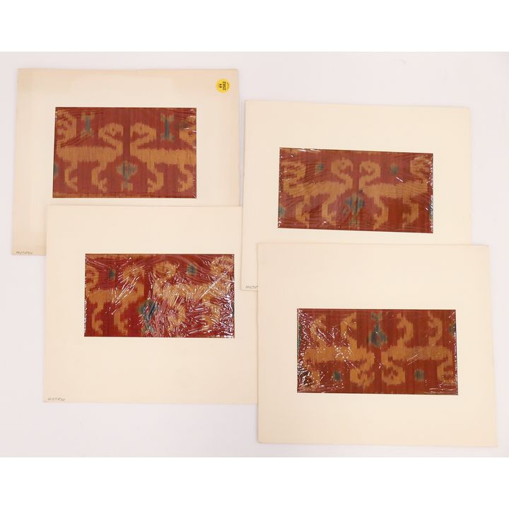 4pc Indonesian Ikat Robe Fragments- Matted- 10x12''