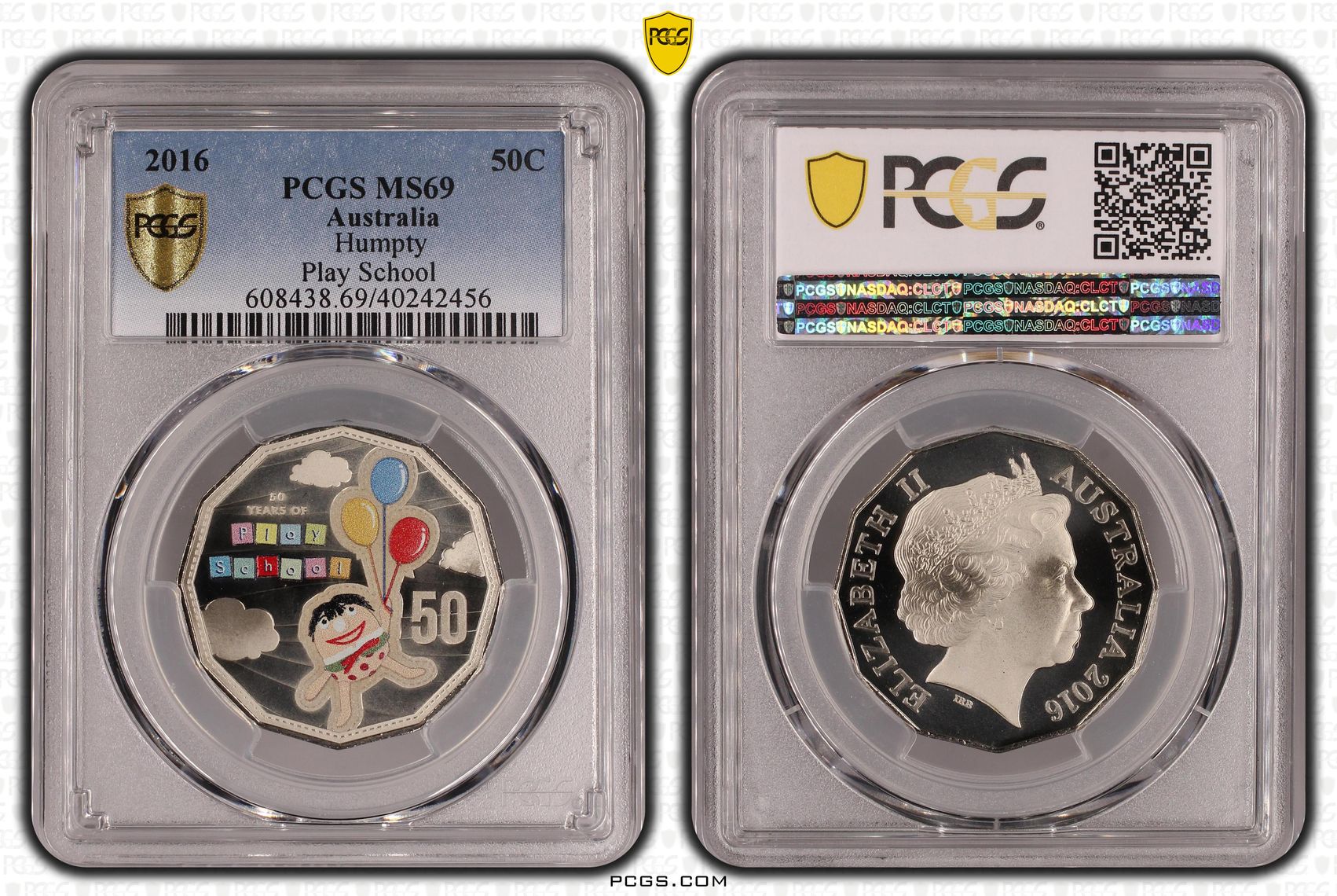 Humpty Play School Colorized, Fifty Cent, 2016, PCGS MS69