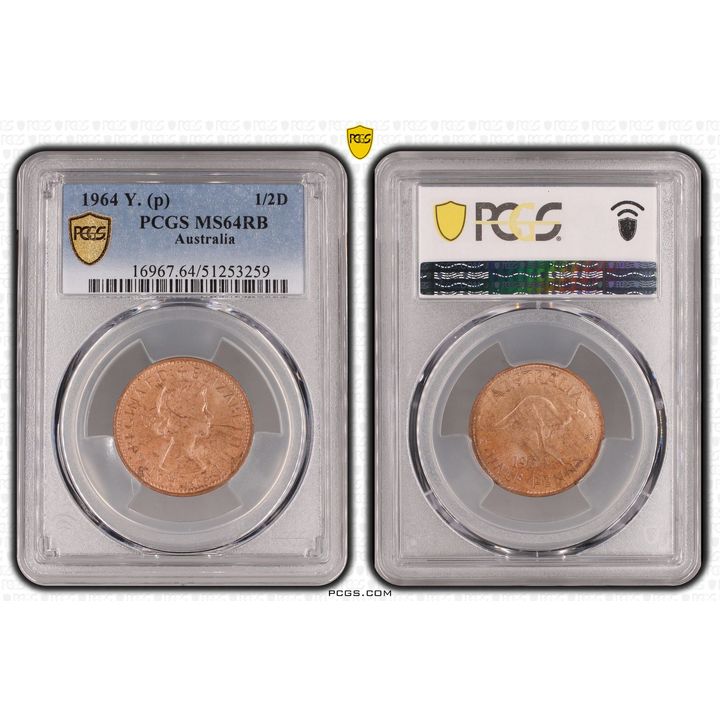 Elizabeth II, Half Penny, 1964, PCGS MS64RB