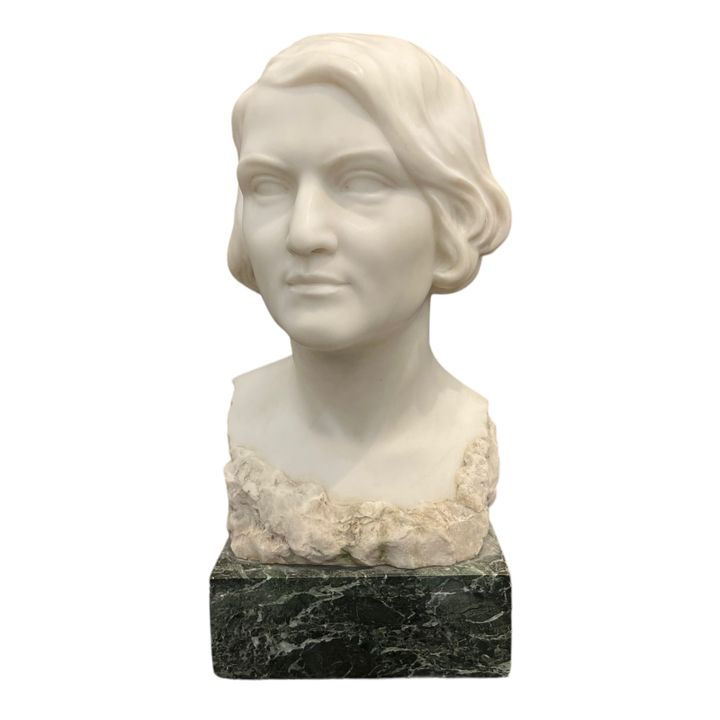 H. Folkman ''Portrait Bust'' 1929 Marble Sculpture