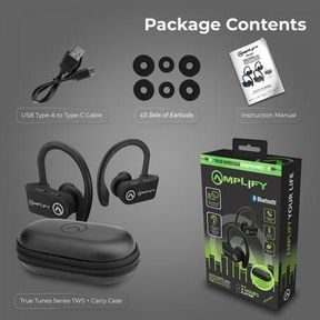 Amplify True Wireless Sports Earphones True Tunes Series Black|used