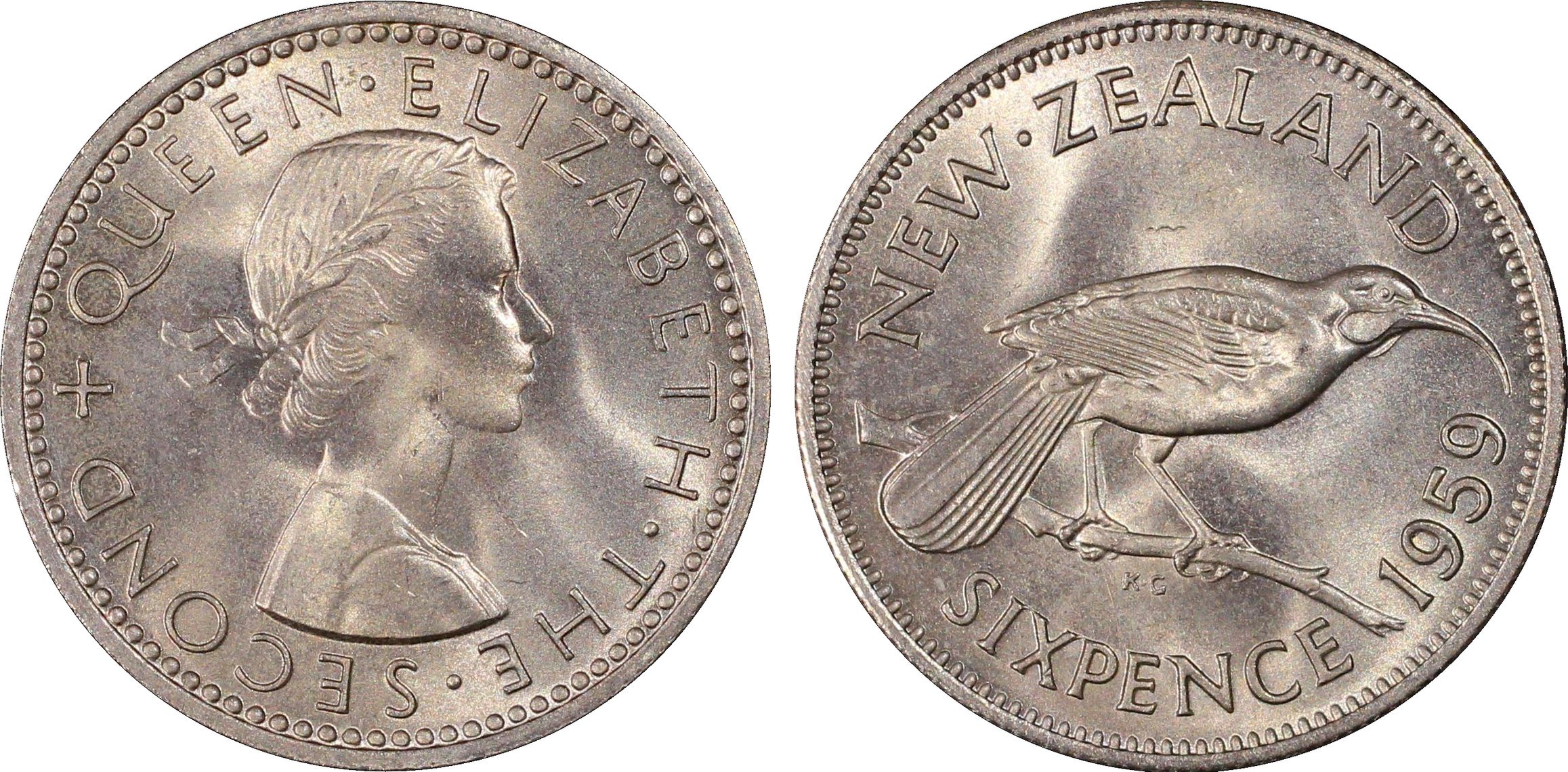 New Zealand, Sixpence, 1959, PCGS - MS65