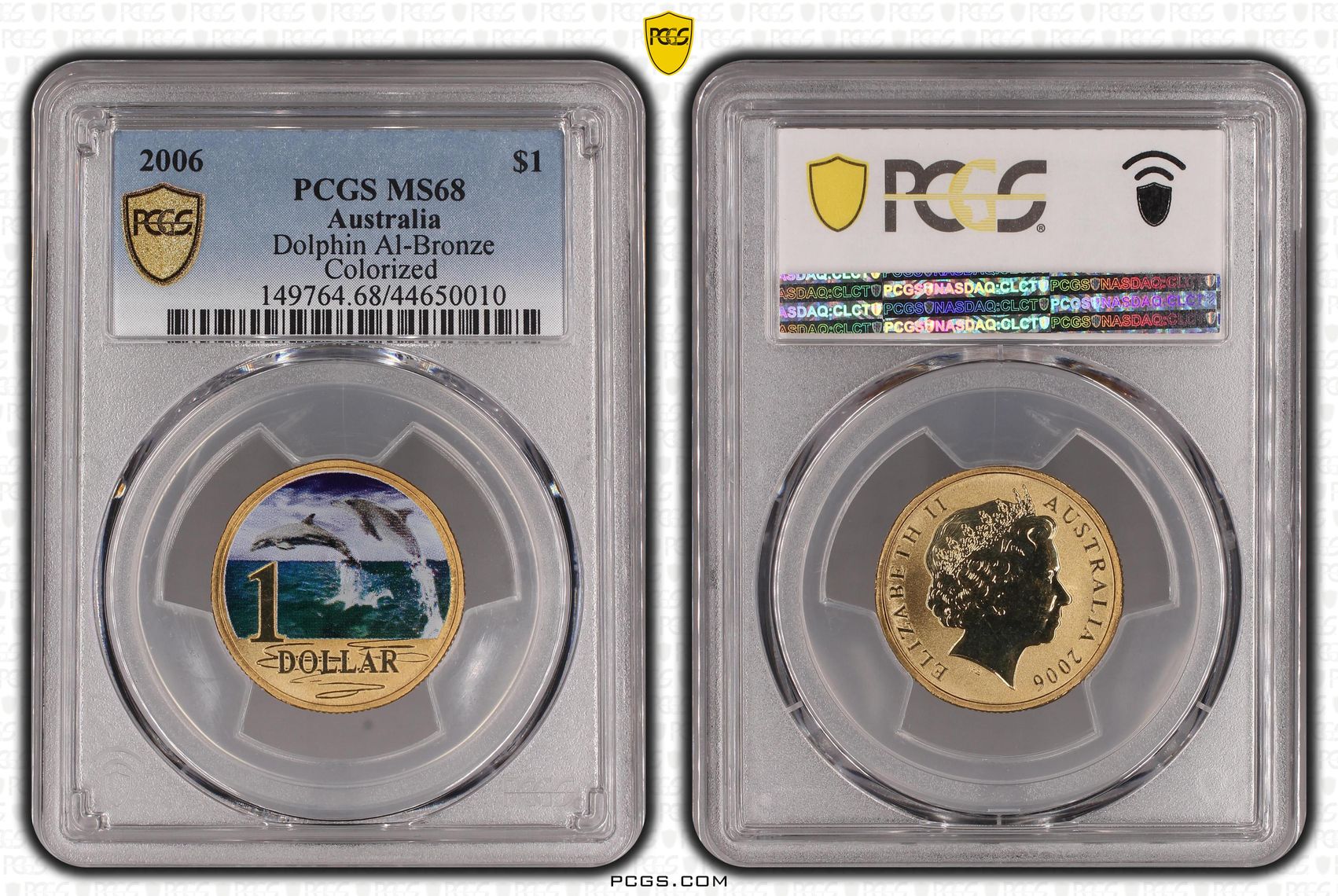 181 · 2006 Australia One Dollar, $1 Dolphin Al-Bronze PCGS - MS68 -010
