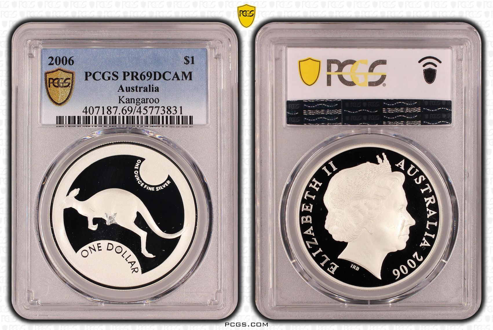 Elizabeth II, Kangaroo, One Dollar, 2006, PCGS PR 69DCAM