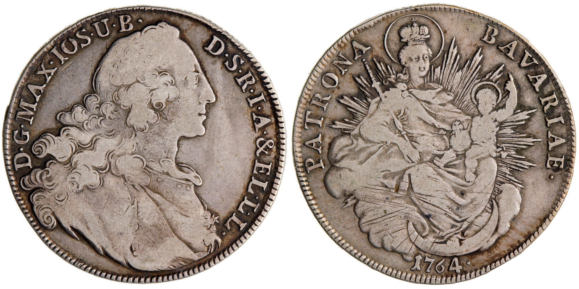 German States, Maximilian III, Electorate of Bavaria, One Thaler, 1764, Fine