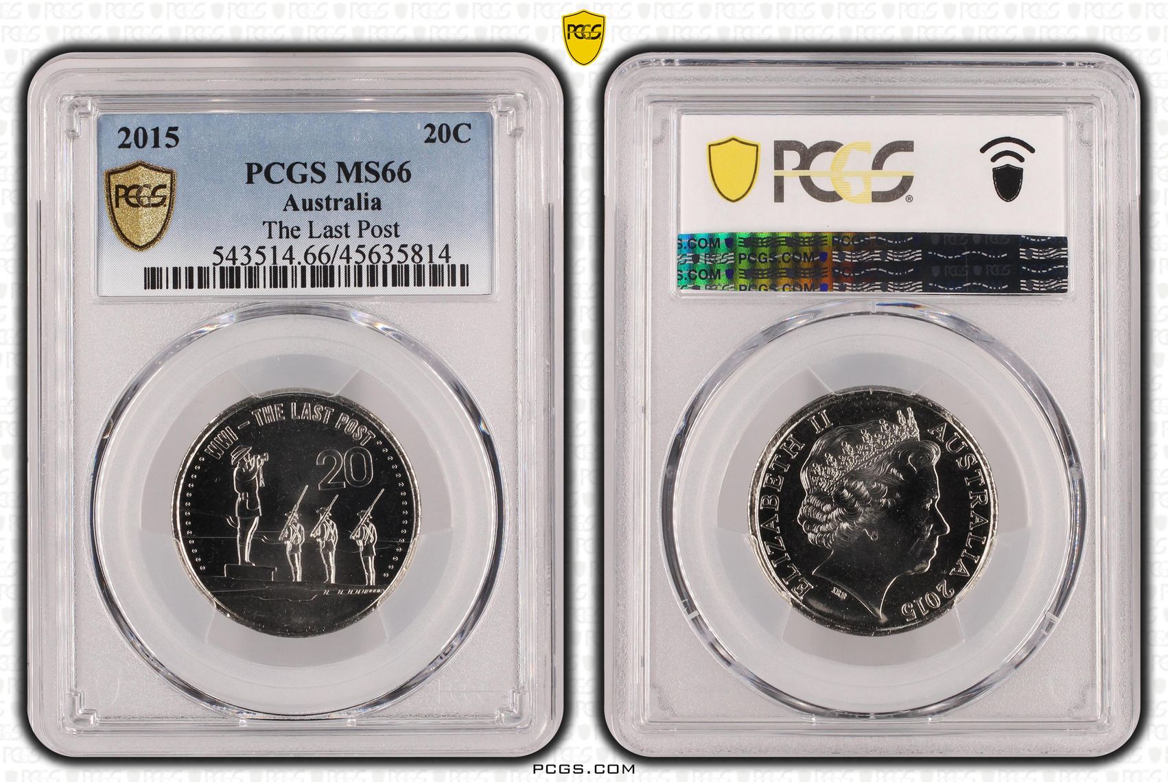 The Last Post , Twenty Cent, 2015, PCGS MS66