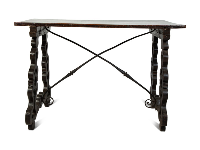 A Spanish Baroque Walnut Trestle Table
Height 31 1/2 x width 45 7/8 x depth 29 1/2 inches.