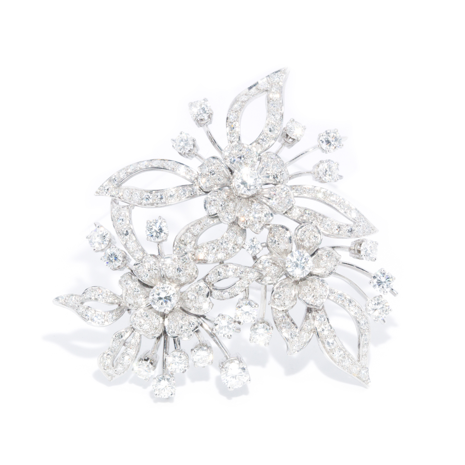 6.50 Carat Diamond Vintage 18ct Gold Brooch