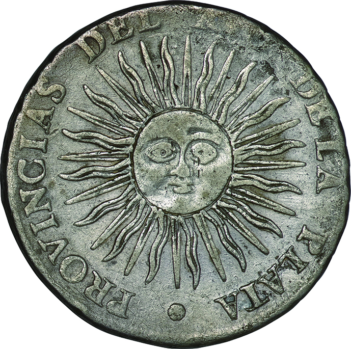 太陽の顔の銀貨 1815年(209年前) アルゼンチン 8レアル銀貨