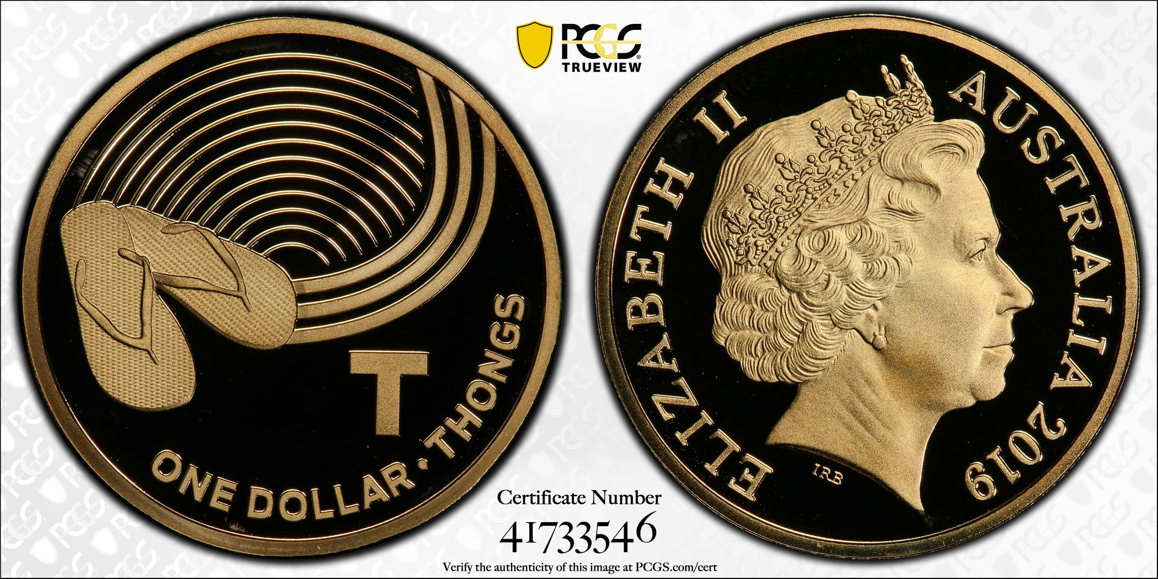 459 · 2019 Australia One Dollar, $1 T- Thongs Great Aussie Coin Hunt PCGS - PR70DCAM POP 4/0 -546