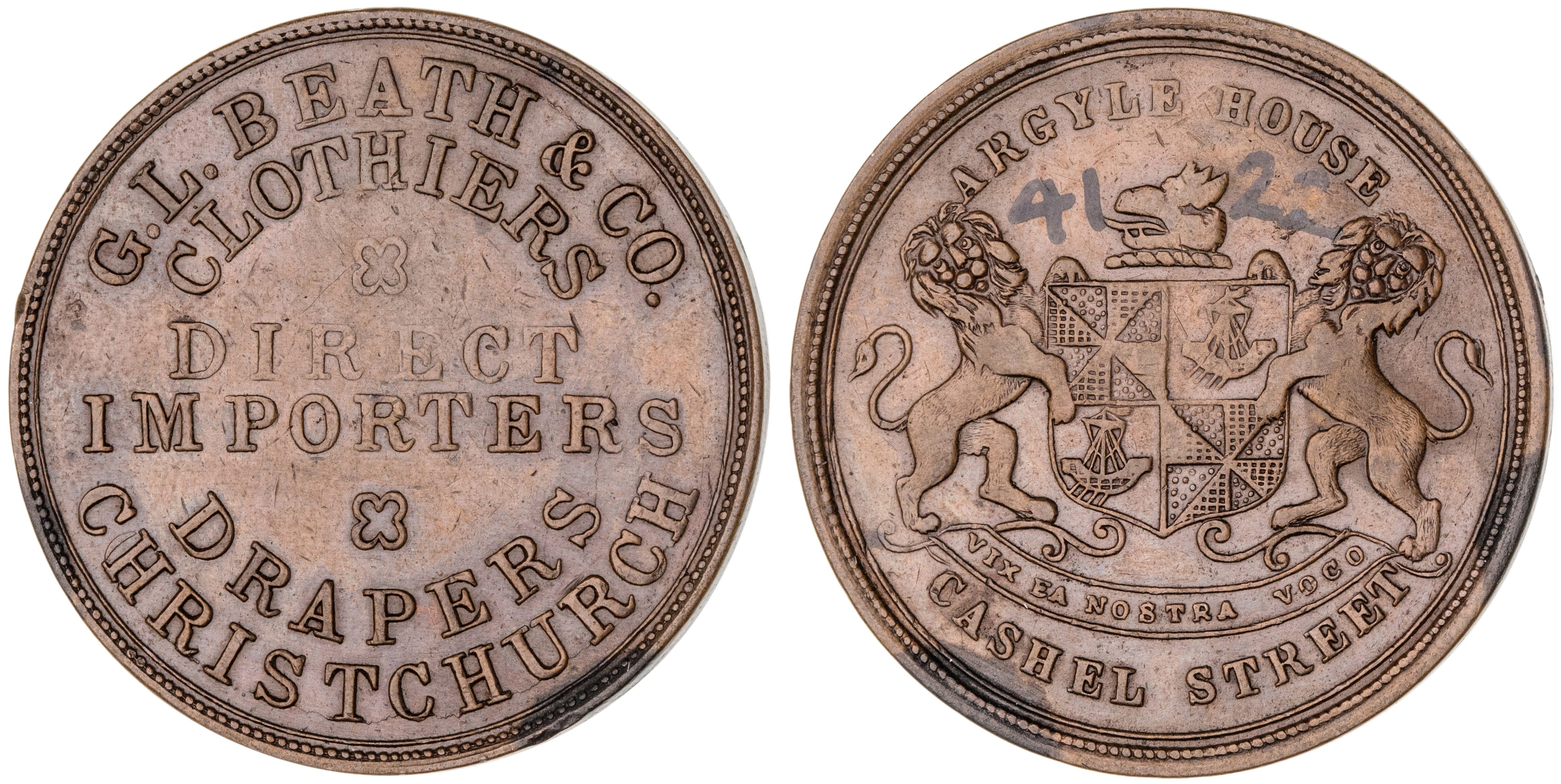 Christchurch, New Zealand, G. L. Beath & Co, Penny, ND, aEF