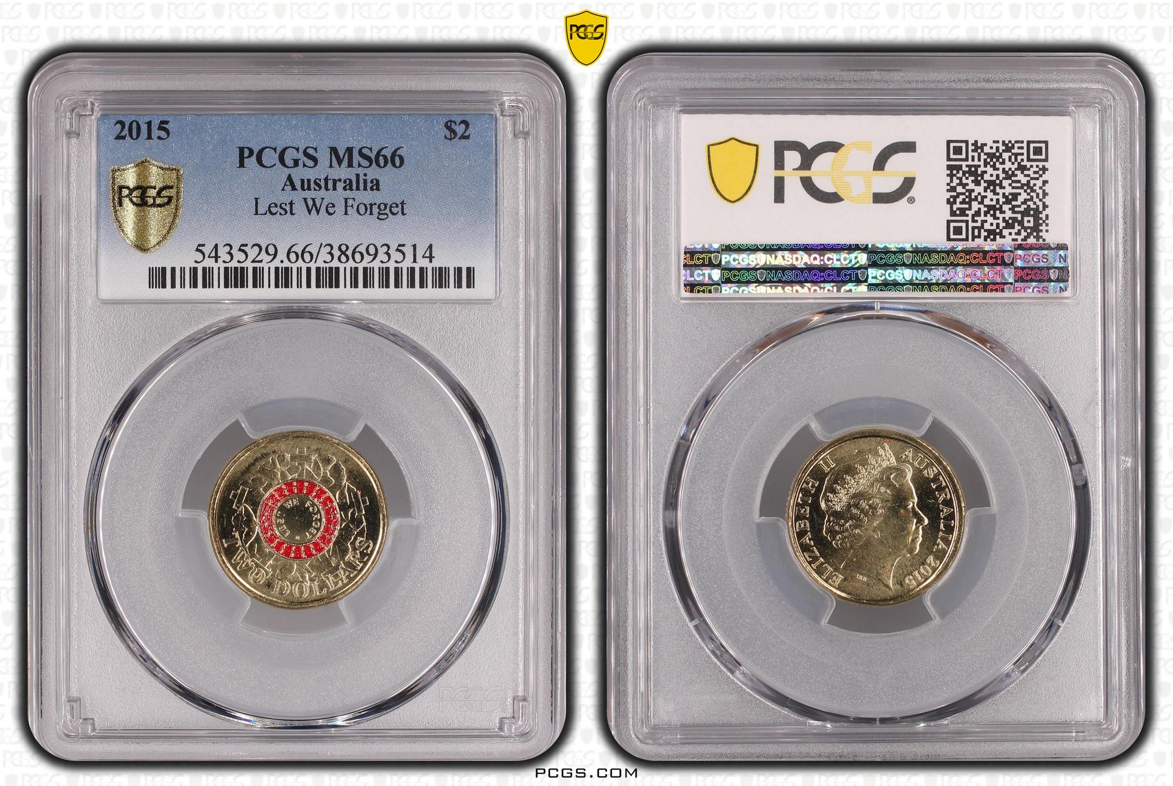 Lest We Forget, Two Dollar, 2015, PCGS MS66