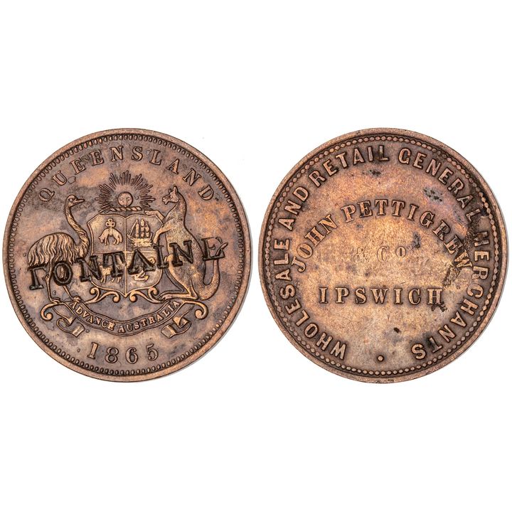 Countermarked Penny, 1865, VF