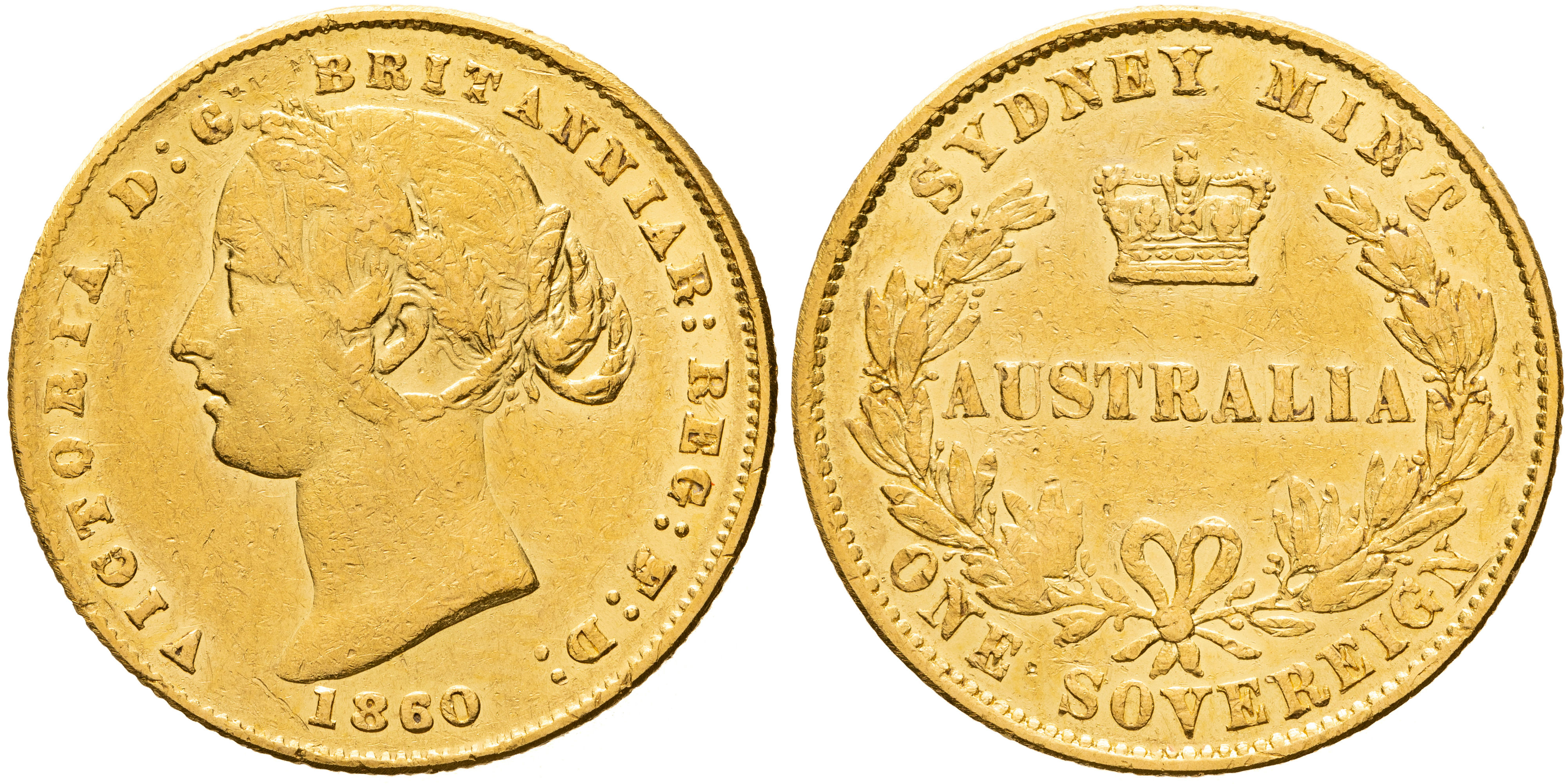 Victoria, Sydney Mint Reverse - Type II, Sovereign, 1860, VF