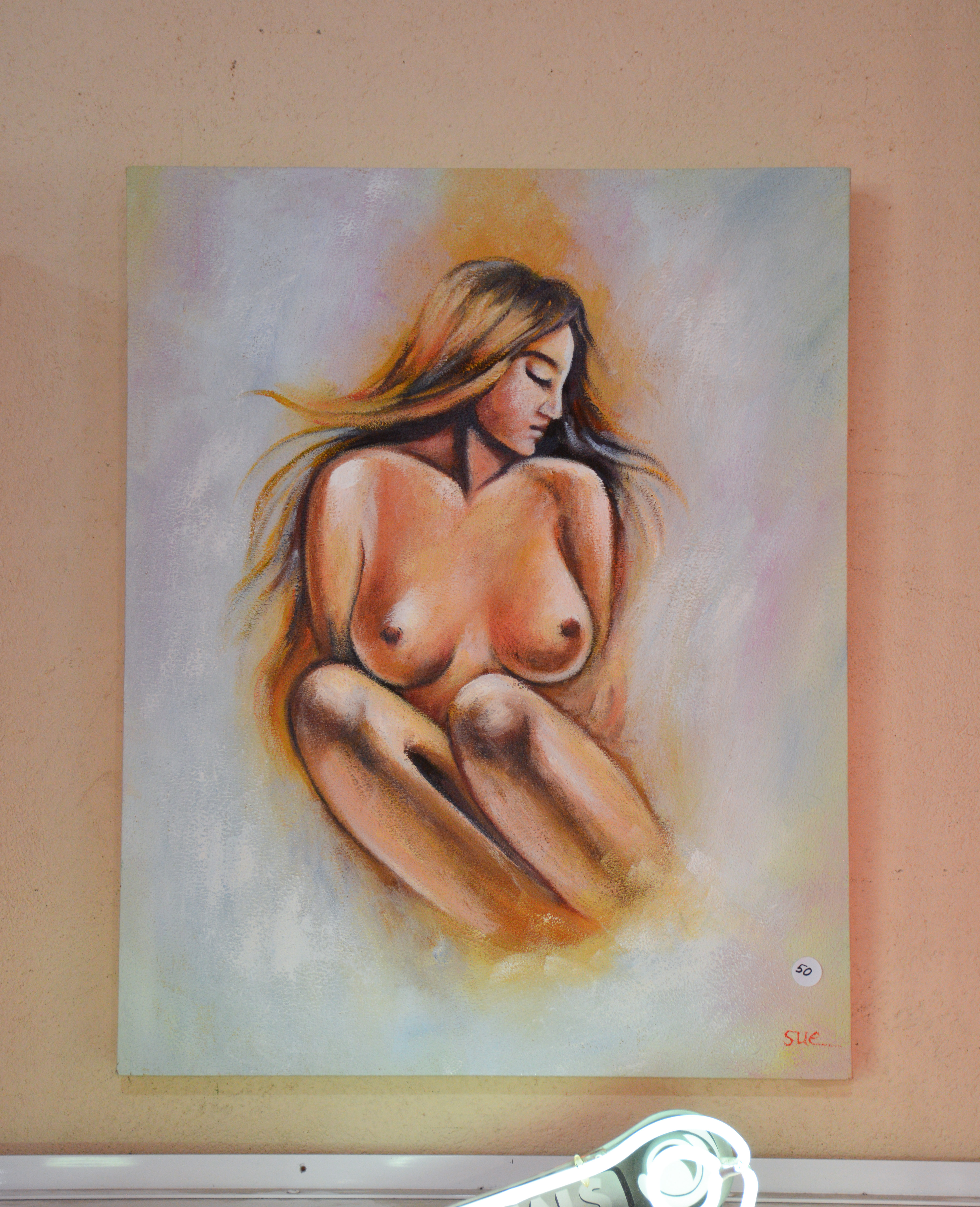 Stylised Nude Painting - Acrylic on Canvas — sold at auction in New Zealand for $15