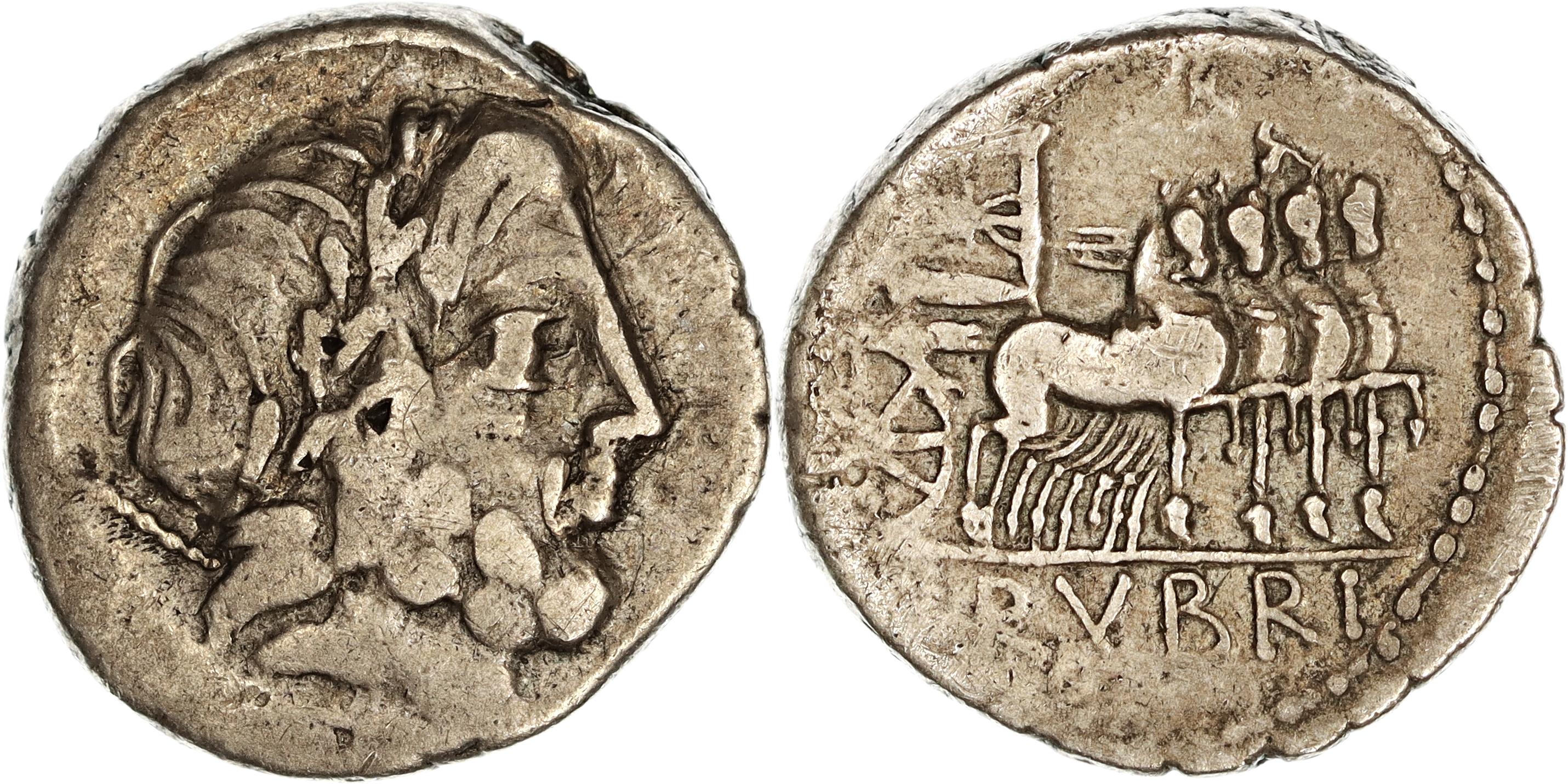 Roman Republic, L. Rubrius Dossenus, Silver Denarius, 87 BC, nVF