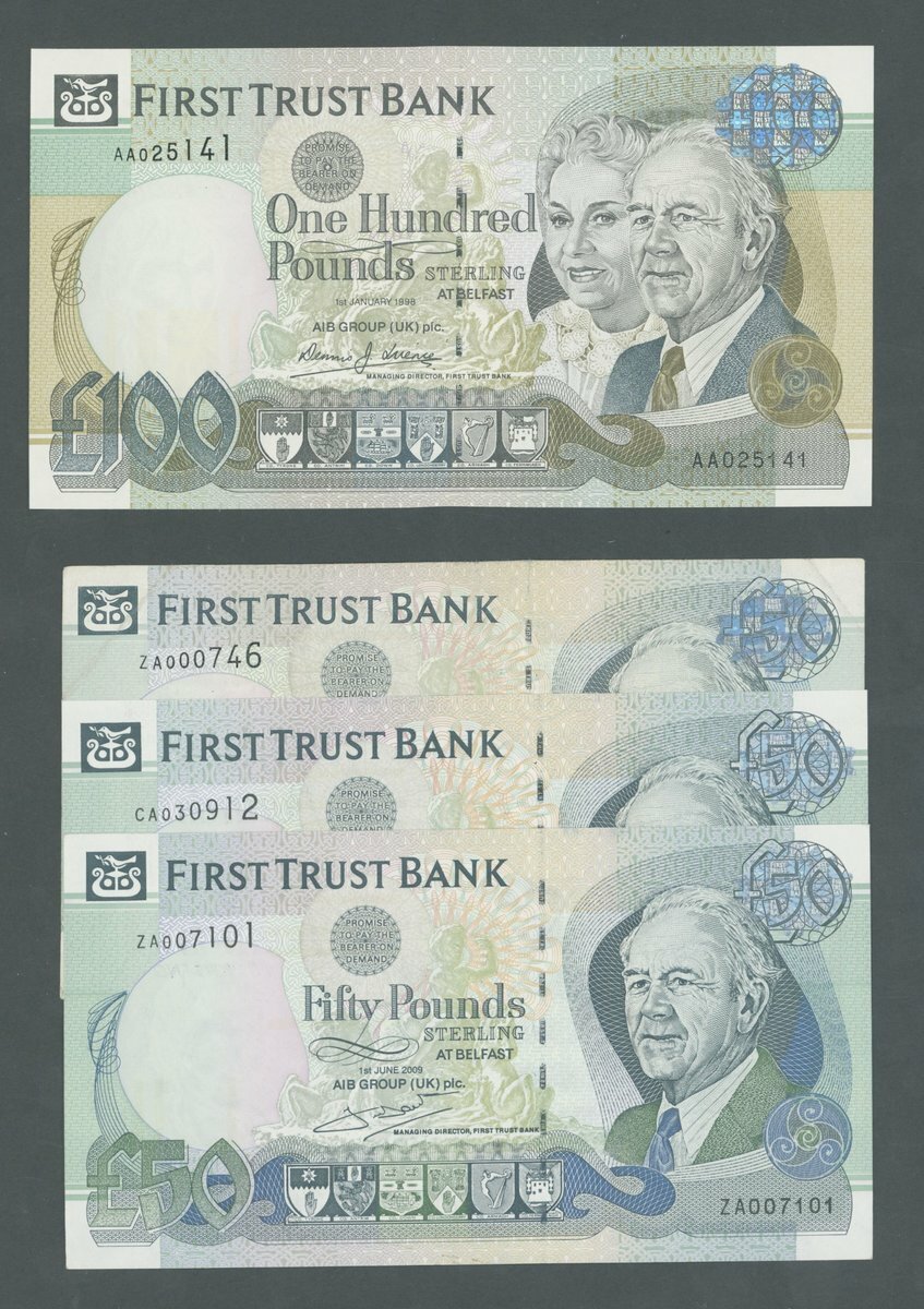 First Trust Bank, Northern Ireland, [4 notes] £50, £100, (1998-2009 ...