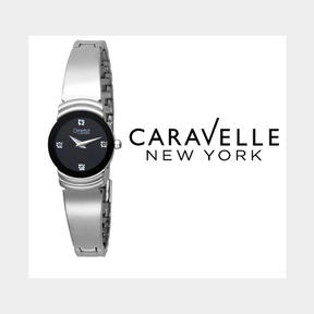NEW WOMEN'S Bulova Caravelle Black/Steel DIAMOND WATCH