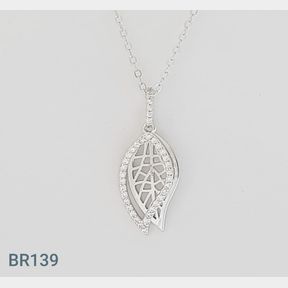 STERLING SILVER 'DOUBLE LEAF' NECKLACE - 51543/289