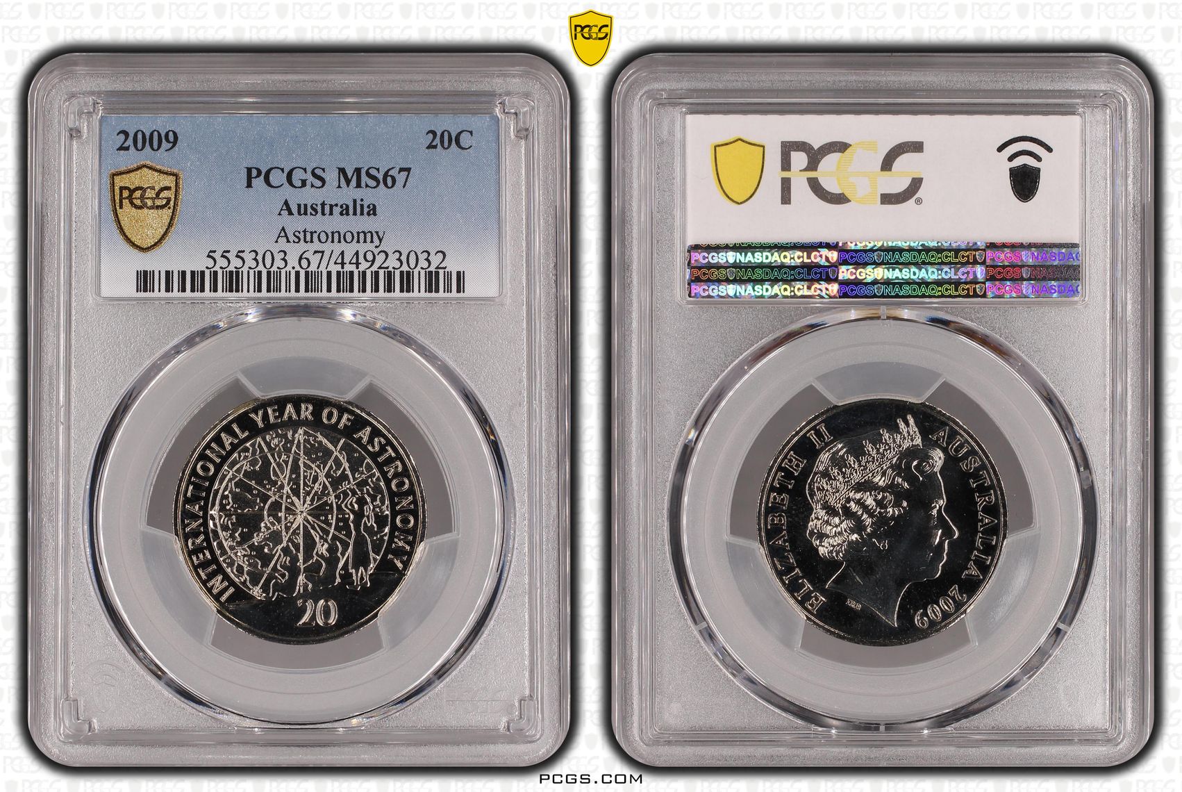 Elizabeth II, Astronomy, Twenty Cent, 2009, PCGS MS67