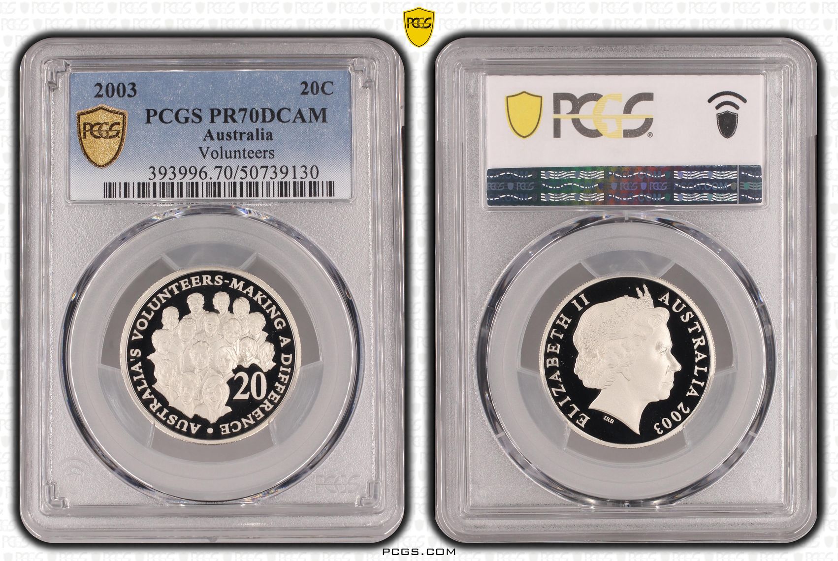 Volunteers, Twenty Cent, 2003, PCGS PR70DCAM