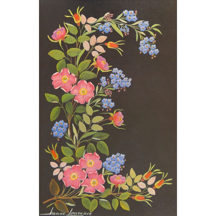 Jeanne Laurence ''Floral Spray'' Print Framed 17''x13''
