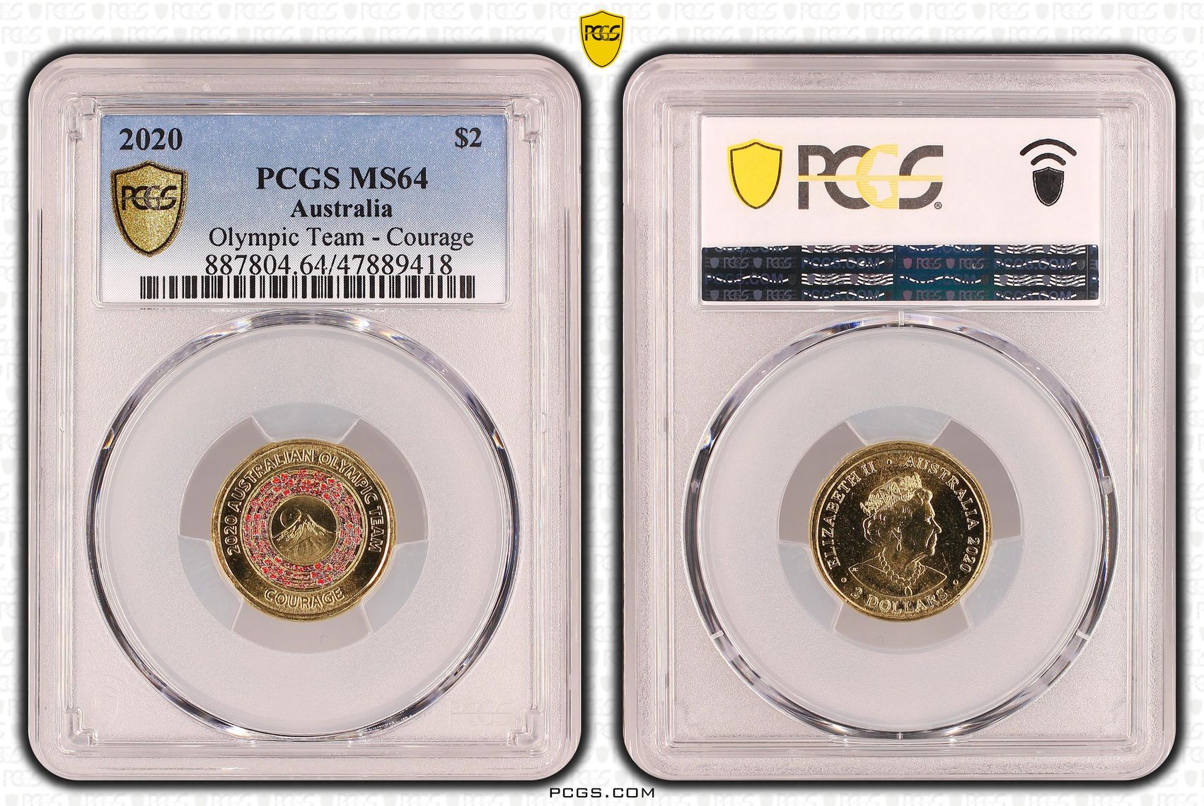 Olympic Team - Courage , Two Dollar, 2020, PCGS MS64