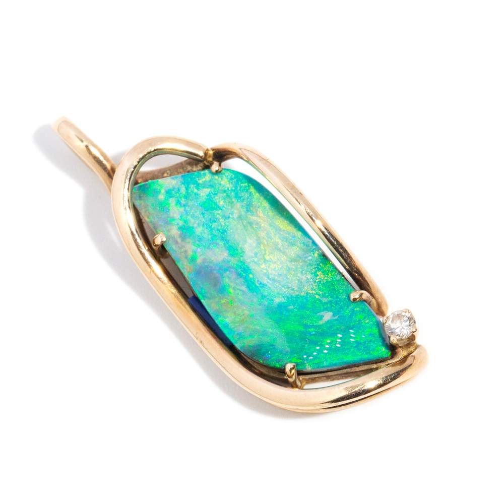 192 · Freeform Boulder Opal & Diamond Pendant 10ct Gold