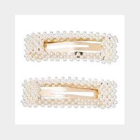 Ladies Pearls Rectangle Hair Clip x 2 Hairclips --51461/2358 B1 (S3)C