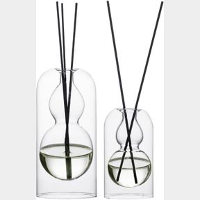 EMPTY GLASS FRAGRANCE REED DIFFUSER BOTTLES,FOR ESSENTIAL OIL, WITH 16PCS BLACK REED STICKS,MINIMALIST DECOR,2PCS/SET.
