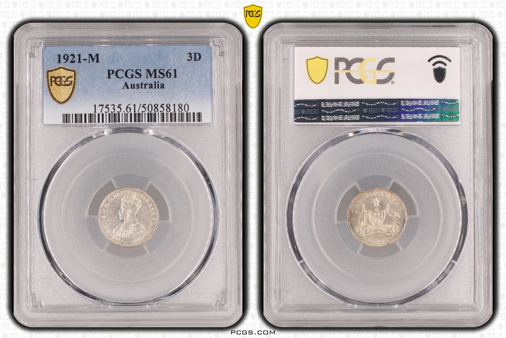 Threepence, 1921-M, PCGS MS61