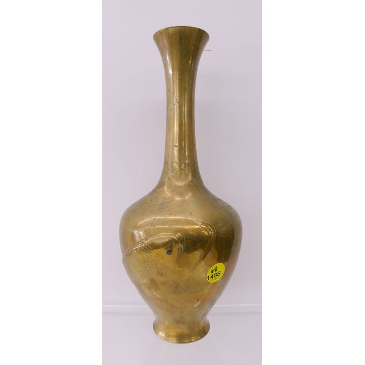 Bummei Japanese Meiji Bronze Koi Vase- 11''