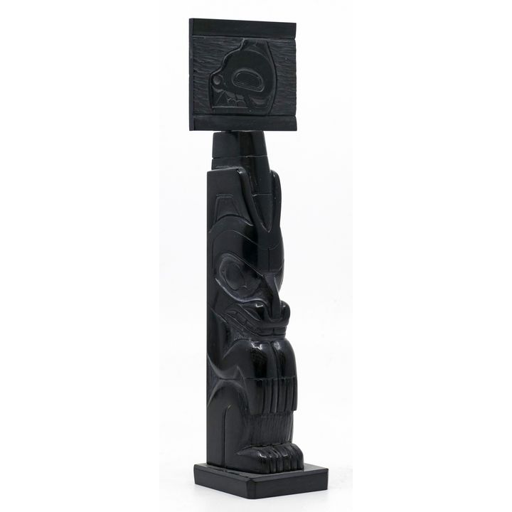 Denny Dixon ''Bear Mortuary'' Argillite Totem 7.5''