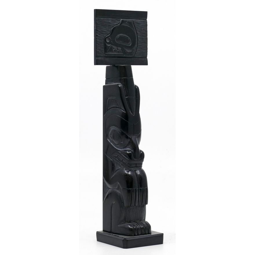 Denny Dixon ''Bear Mortuary'' Argillite Totem 7.5''