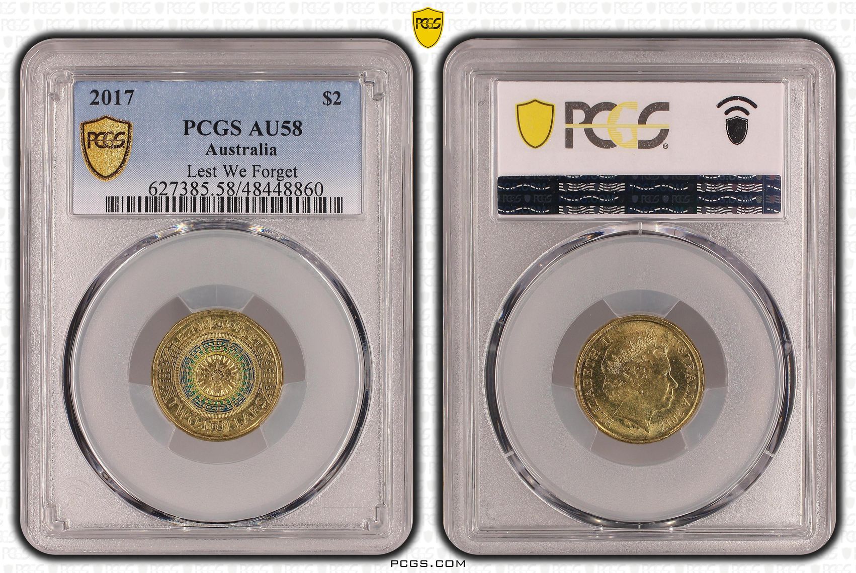 Elizabeth II, Lest We Forget, Two Dollar, 2017, PCGS AU58