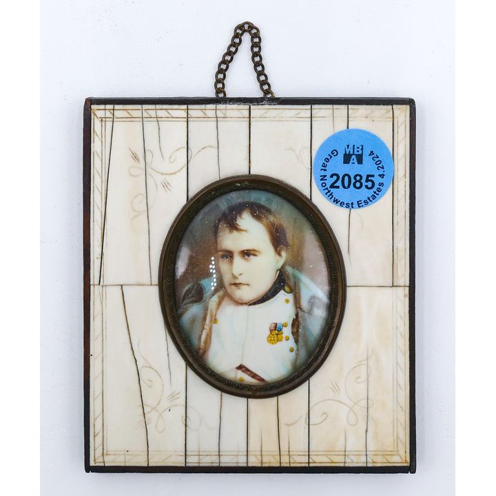 Antique Napoleon Miniature Portrait Painting Framed 3.5''x3''
