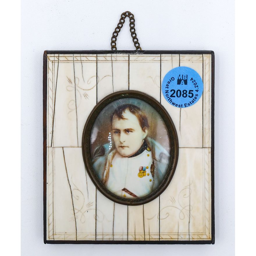Antique Napoleon Miniature Portrait Painting Framed 3.5''x3''