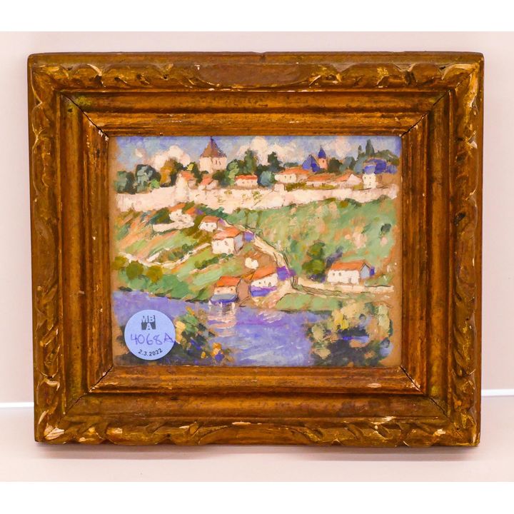 Clarence Gihon French Impressionist Small Painting Framed 6'' x 6.5''