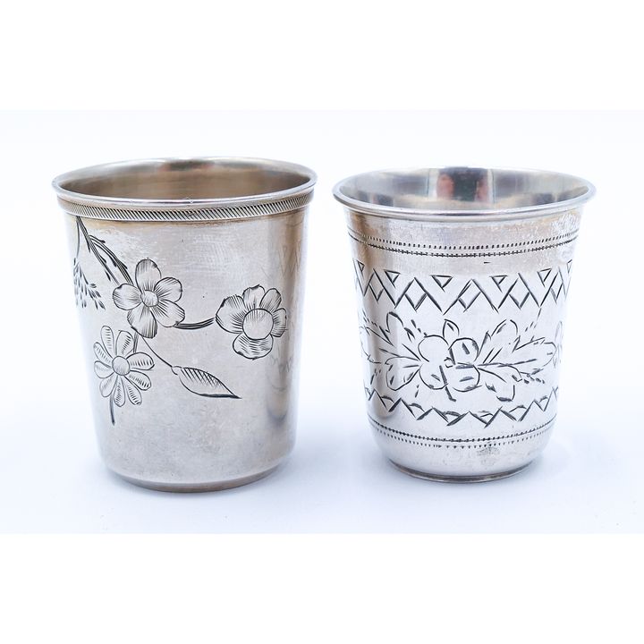 2pc Antique Russian Sterling Small Shot Glasses - 41 Grams TW