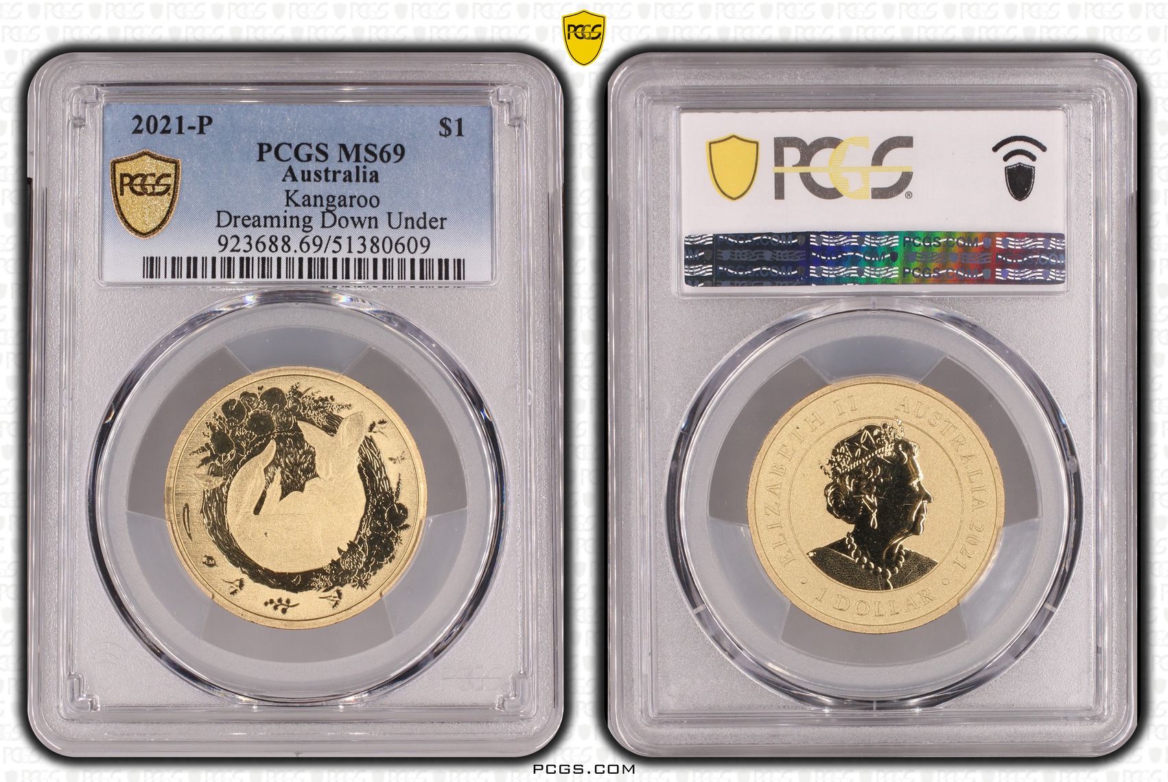 Kangaroo, POP 4/0, One Dollar, 2021-P, PCGS MS69