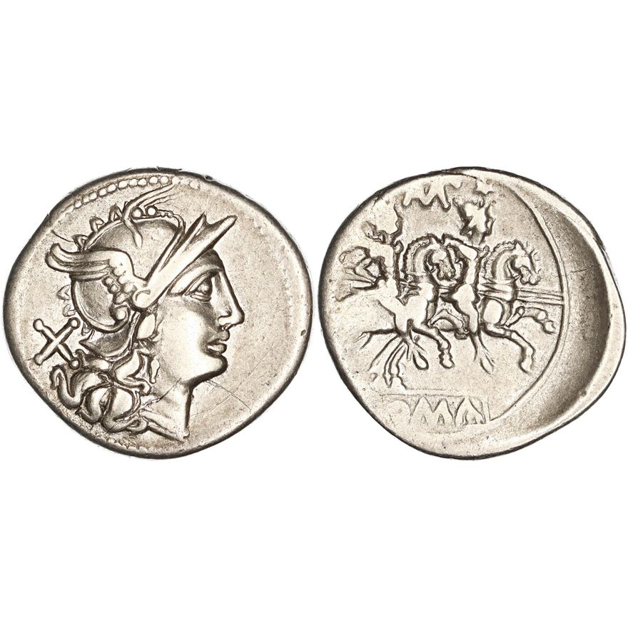Roman Republic, Cn. Baebius Tamphilus, Silver Denarius, 194-190 BC,  gVF
