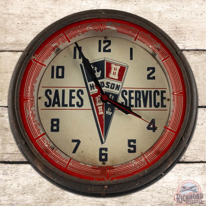 Hudson Sales & Service 20" Neon Advertising Clock
