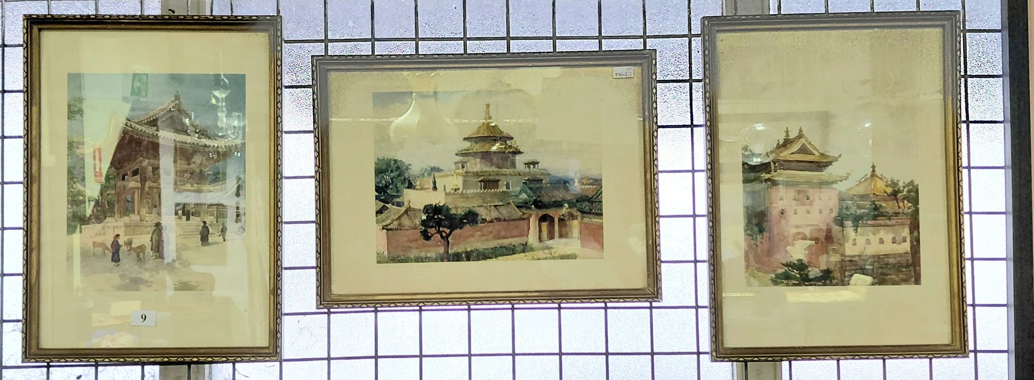 9 · 3 ANTIQUE HAND COLOURED LITHOGRAPHS