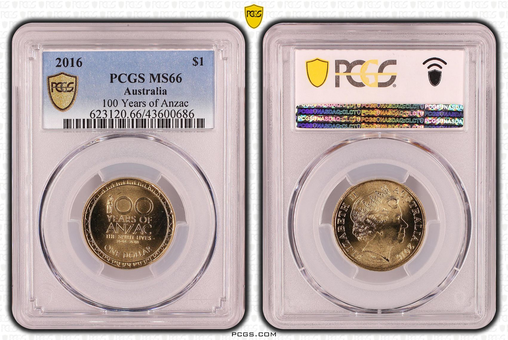 100 Years of Anzac, One Dollar, 2016, PCGS MS66